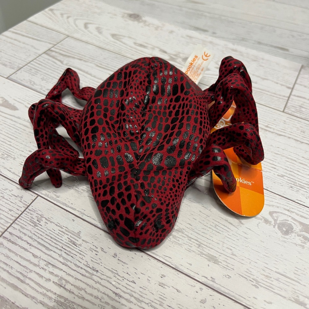 Russ Berrie Spookies Red Black Spotted Spider Plush Toy NWT